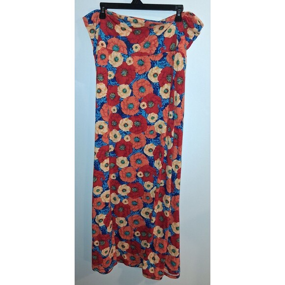 Lularoe Red Floral Maxi Skirt Pull-on Sz 3XL - Picture 1 of 2